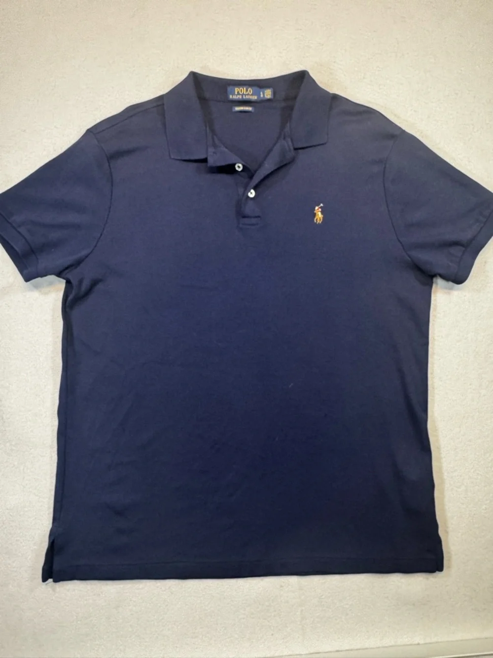 Ralph Lauren Navy Polo with Gold Pony Embroidery